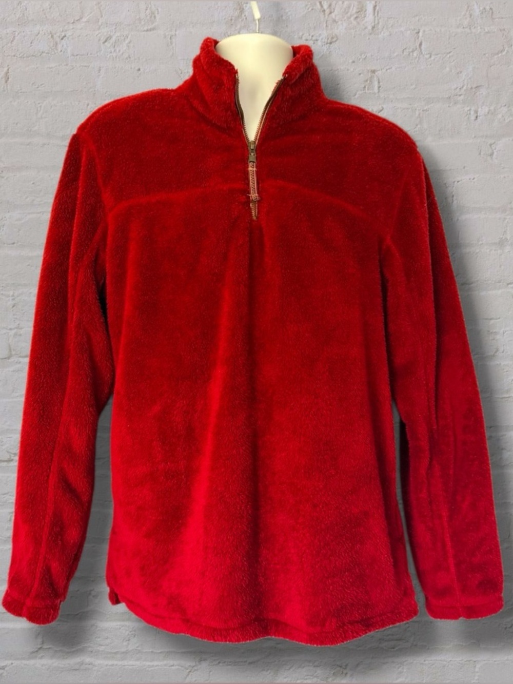 Grizzly Sherpa Fleece Pullover Red M Cozy 1/4 Zip Plush Jacket